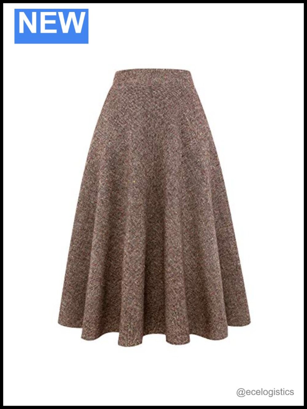 Womens Long Wool Plaid A-Line High Waist Fall Winter Skirt